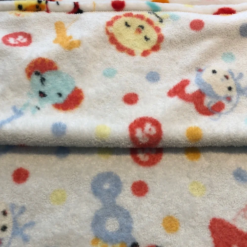 2016 Fisher Price Baby Blanket Alphabet Zoo Animals Polka‎ Dots Primary Colors